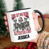 Funny Skeletons in Santa Hat Christmas Personalized Mug, Look At Me Being All Festive Gift with Custom Name Funny Skeletons in Santa Hat Christmas Personalized Mug, Look At Me Being All Festive Gift with Custom Name