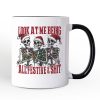 Funny Skeletons in Santa Hat Christmas Personalized Mug, Look At Me Being All Festive Gift with Custom Name Funny Skeletons in Santa Hat Christmas Personalized Mug, Look At Me Being All Festive Gift with Custom Name