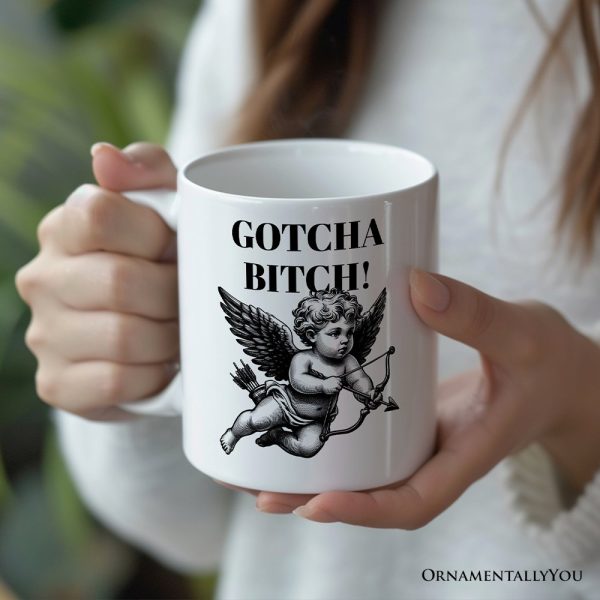Funny Valentine's Day Cupid Personalized Mug, Vintage Sarcastic Gift With Custom Name Funny Valentine's Day Cupid Personalized Mug, Vintage Sarcastic Gift With Custom Name