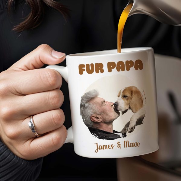 Fur Papa Love Between Man And Dog - Personalized Custom Coffee Mug - PET086_MG