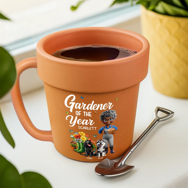 Gardener Of The Year With Dogs - Personalized Plant Pot Ceramic Mug Gardener Of The Year With Dogs - Personalized Plant Pot Ceramic Mug