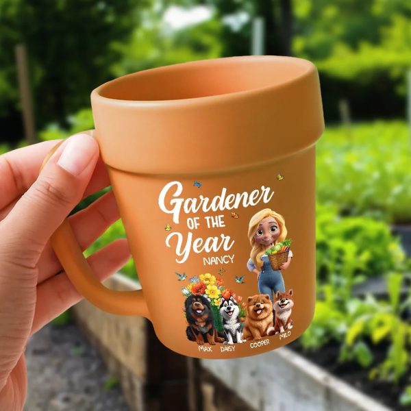 Gardener Of The Year With Dogs - Personalized Plant Pot Ceramic Mug Gardener Of The Year With Dogs - Personalized Plant Pot Ceramic Mug