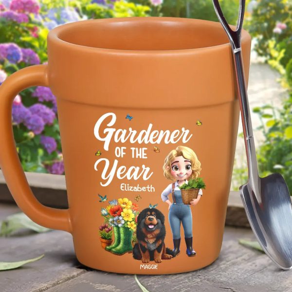 Gardener Of The Year With Dogs - Personalized Plant Pot Ceramic Mug Gardener Of The Year With Dogs - Personalized Plant Pot Ceramic Mug