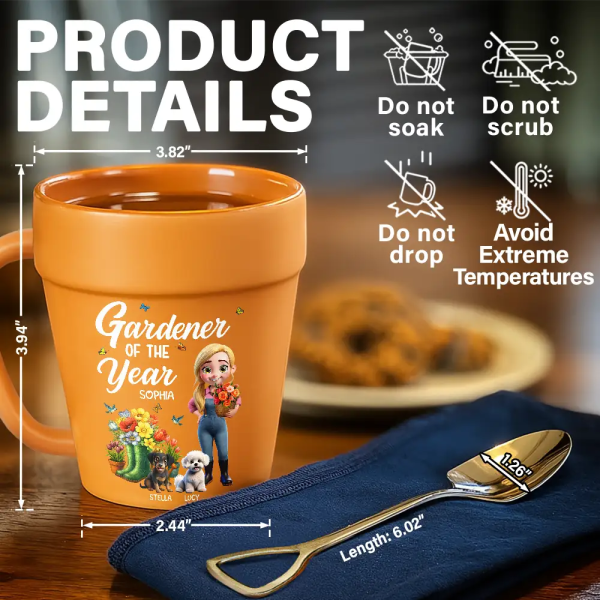Gardener Of The Year With Dogs - Personalized Plant Pot Ceramic Mug Gardener Of The Year With Dogs - Personalized Plant Pot Ceramic Mug