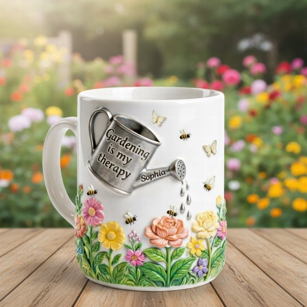 Gardening Is My Therapy - Personalized White Edge-to-Edge Mug - Gift For Gardening Lovers, Gardeners HH01 Gardening Is My Therapy - Personalized White Edge-to-Edge Mug - Gift For Gardening Lovers, Gardeners HH01