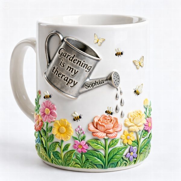 Gardening Is My Therapy - Personalized White Edge-to-Edge Mug - Gift For Gardening Lovers, Gardeners HH01 Gardening Is My Therapy - Personalized White Edge-to-Edge Mug - Gift For Gardening Lovers, Gardeners HH01