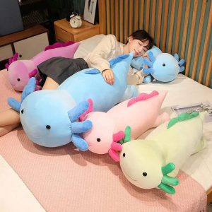 Giant Axolotl Plush Toy Colorful Stuffed Salamander Long Pillow for Kids