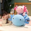 Giant Colorful Axolotl Plush Toy - Fuzzy Long Pillow for Kids' Comfort