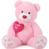 Giant Pink Teddy Bear With Red Heart 4.3ft Giant Pink Teddy Bear With Red Heart 4.3ft