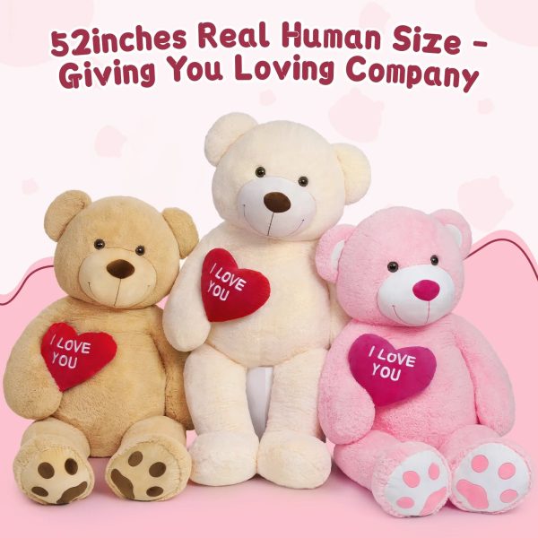 Giant Pink Teddy Bear With Red Heart 4.3ft Giant Pink Teddy Bear With Red Heart 4.3ft