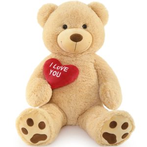 Giant Teddy Bear Plush with I Love You Heart – Soft Stuffed Bear for Kids and Valentine’s Gift