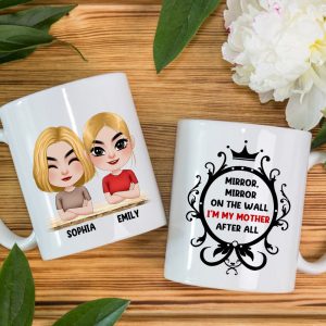 Gift For Mom, Personalized White Mug Accent Mug Wine Tumbler, Mom And Kid Mug, Mother's Day Gift