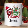 Gigi Claus Retro Christmas Personalized Mug, Matching Family Holiday Gift with Custom Name