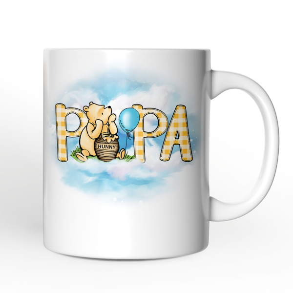 Gingham Bear Papa Personalized Mug, Honey Bear Family Gift with Custom Name Gingham Bear Papa Personalized Mug, Honey Bear Family Gift with Custom Name
