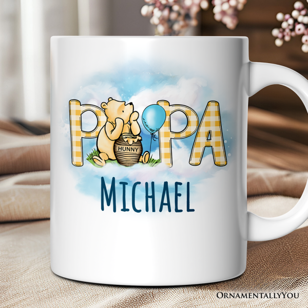 Gingham Bear Papa Personalized Mug, Honey Bear Family Gift with Custom Name Gingham Bear Papa Personalized Mug, Honey Bear Family Gift with Custom Name