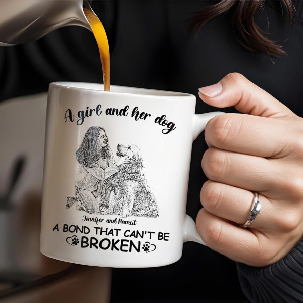 Girl And Dog Bond That Can't Be Broken - Personalized Custom Coffee Mug - DOG018_MG