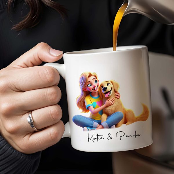 Girl and Her Dog, A Friendship That Warms The Heart - Personalized Custom Coffee Mug - PET028_MG Girl and Her Dog, A Friendship That Warms The Heart - Personalized Custom Coffee Mug - PET028_MG