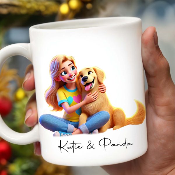 Girl and Her Dog, A Friendship That Warms The Heart - Personalized Custom Coffee Mug - PET028_MG Girl and Her Dog, A Friendship That Warms The Heart - Personalized Custom Coffee Mug - PET028_MG