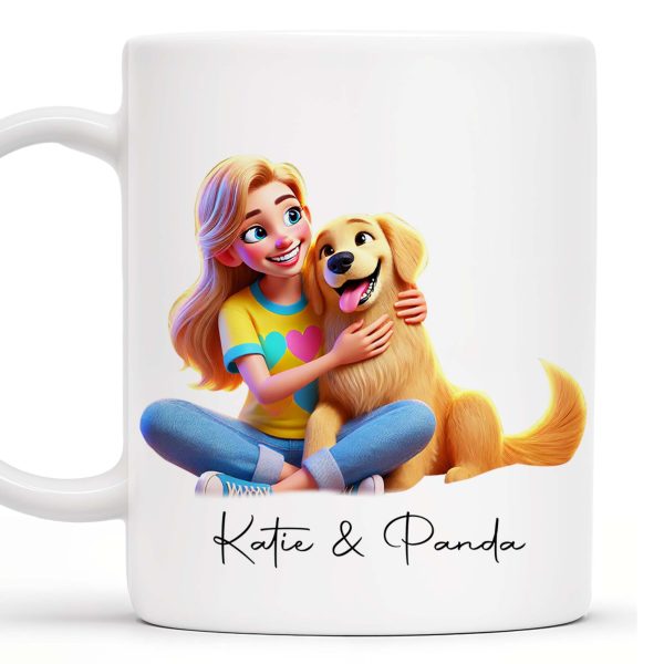 Girl and Her Dog, A Friendship That Warms The Heart - Personalized Custom Coffee Mug - PET028_MG Girl and Her Dog, A Friendship That Warms The Heart - Personalized Custom Coffee Mug - PET028_MG