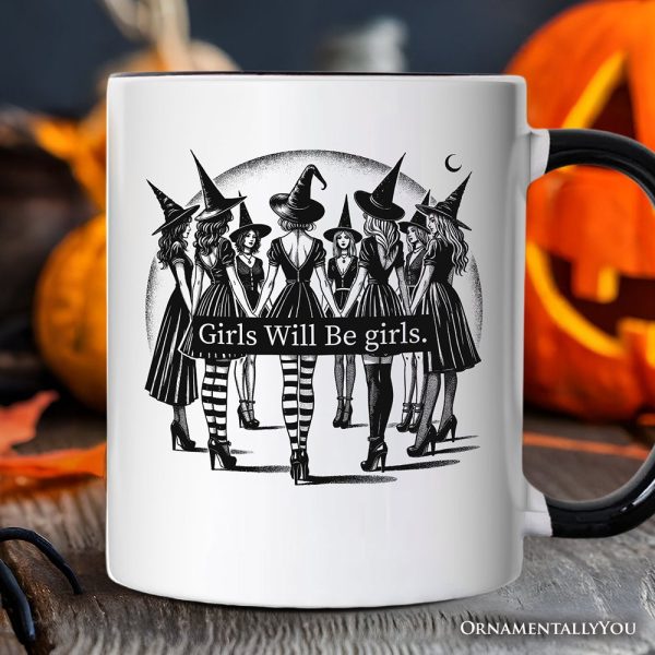 Girls Will Be Girls Personalized Mug, Witchy Halloween Gift with Custom Name for Empowered Women Girls Will Be Girls Personalized Mug, Witchy Halloween Gift with Custom Name for Empowered Women