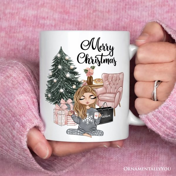 Glamorous Girl Personalized Christmas Mug, Fashionista Teenager Shopping Addict Holiday Gift Glamorous Girl Personalized Christmas Mug, Fashionista Teenager Shopping Addict Holiday Gift