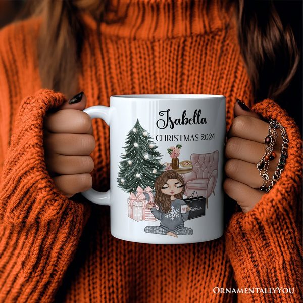 Glamorous Girl Personalized Christmas Mug, Fashionista Teenager Shopping Addict Holiday Gift Glamorous Girl Personalized Christmas Mug, Fashionista Teenager Shopping Addict Holiday Gift