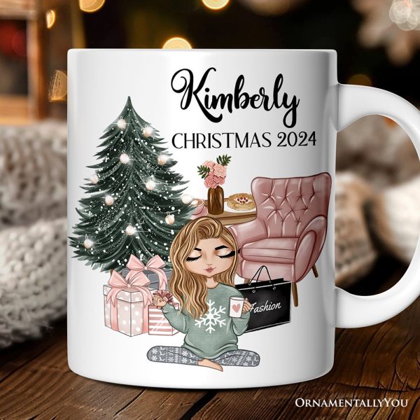 Glamorous Girl Personalized Christmas Mug, Fashionista Teenager Shopping Addict Holiday Gift Glamorous Girl Personalized Christmas Mug, Fashionista Teenager Shopping Addict Holiday Gift