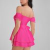 GLENDALE Satin Ruffle Strapless Mini Dress GLENDALE Satin Ruffle Strapless Mini Dress
