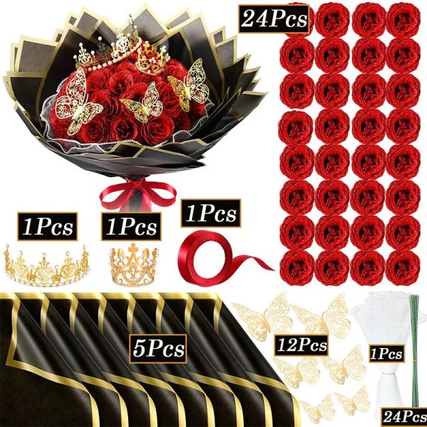 Glitter Artificial Red Rose Bouquet Eternal Silk Roses for Valentine’s Day and Birthday Gifts Glitter Artificial Red Rose Bouquet Eternal Silk Roses for Valentine’s Day and Birthday Gifts