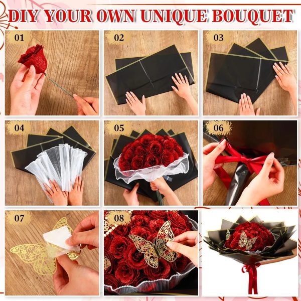 Glitter Artificial Red Rose Bouquet Eternal Silk Roses for Valentine’s Day and Birthday Gifts Glitter Artificial Red Rose Bouquet Eternal Silk Roses for Valentine’s Day and Birthday Gifts