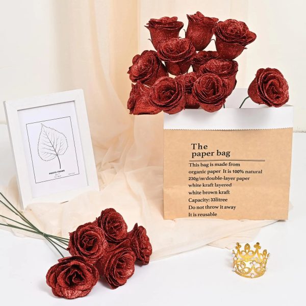 Glitter Artificial Rose Bouquet 24PCS for Wedding Decor Glitter Artificial Rose Bouquet 24PCS for Wedding Decor