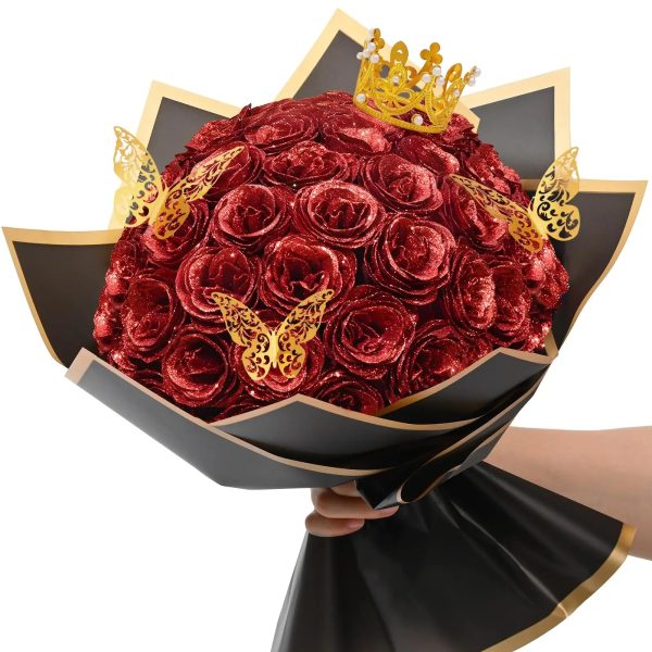 Glitter Artificial Rose Bouquet 24PCS for Wedding Decor Glitter Artificial Rose Bouquet 24PCS for Wedding Decor