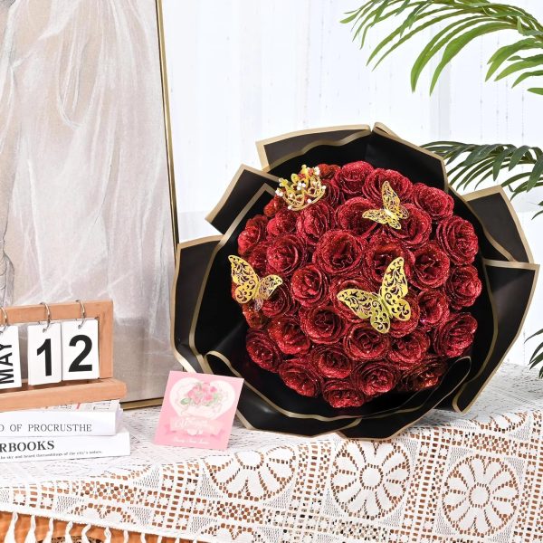 Glitter Artificial Rose Bouquet 24PCS for Wedding Decor Glitter Artificial Rose Bouquet 24PCS for Wedding Decor