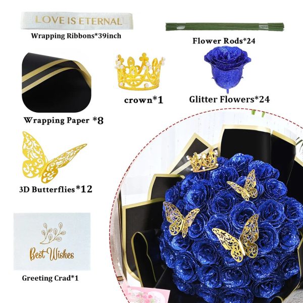 Glitter Artificial Rose Bouquet 24PCS for Wedding Decor Glitter Artificial Rose Bouquet 24PCS for Wedding Decor