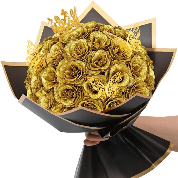 Glitter Artificial Rose Bouquet 24PCS for Wedding Decor Glitter Artificial Rose Bouquet 24PCS for Wedding Decor