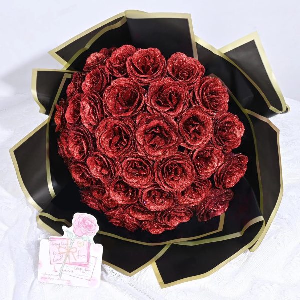 Glitter Artificial Rose Bouquet 24PCS for Wedding Decor Glitter Artificial Rose Bouquet 24PCS for Wedding Decor