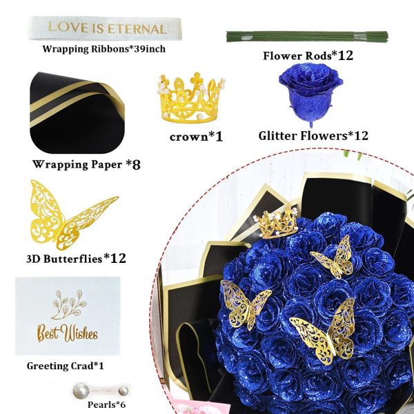 Glitter Artificial Rose Bouquet for Gifts and Decoration Glitter Artificial Rose Bouquet for Gifts and Decoration