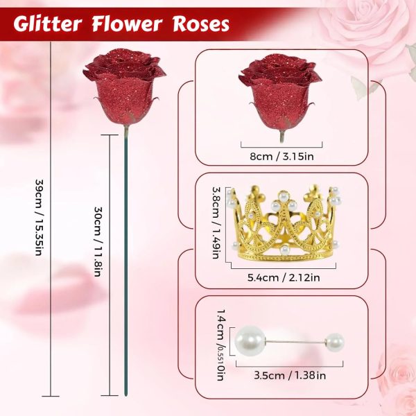Glitter Artificial Rose Bouquet for Gifts and Decoration Glitter Artificial Rose Bouquet for Gifts and Decoration