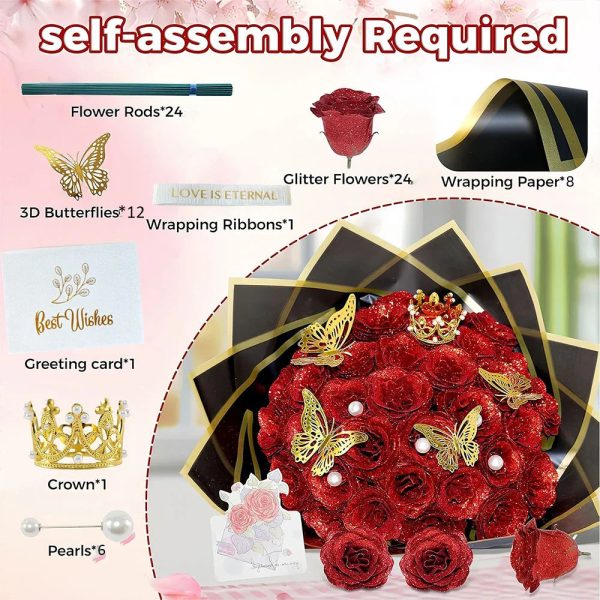 Glitter Artificial Rose Bouquet for Gifts and Decoration Glitter Artificial Rose Bouquet for Gifts and Decoration