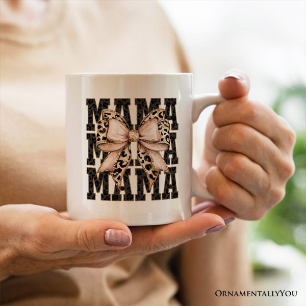 Glitter Leopard Mama Personalized Mug, Coquette Bow Glam Gift with Custom Name Glitter Leopard Mama Personalized Mug, Coquette Bow Glam Gift with Custom Name