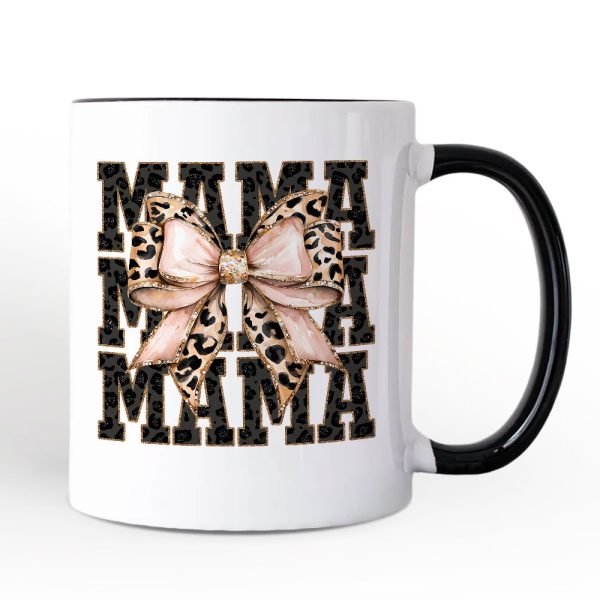 Glitter Leopard Mama Personalized Mug, Coquette Bow Glam Gift with Custom Name Glitter Leopard Mama Personalized Mug, Coquette Bow Glam Gift with Custom Name