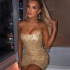 Glitter Strapless Corset Mini Dresses