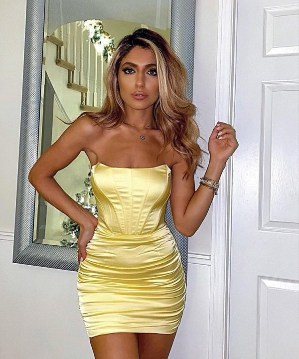 Glitter Strapless Corset Mini Dresses