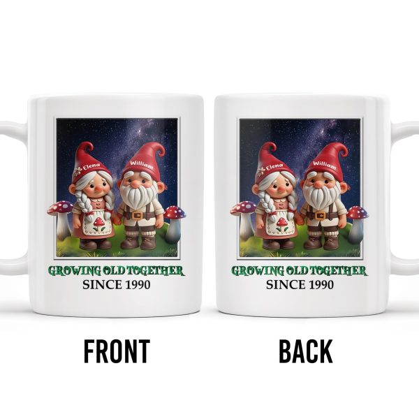 Gnome Couple Growing Old Together Personalized Mug - Personalized Custom Coffee Mug - CPL287_MG