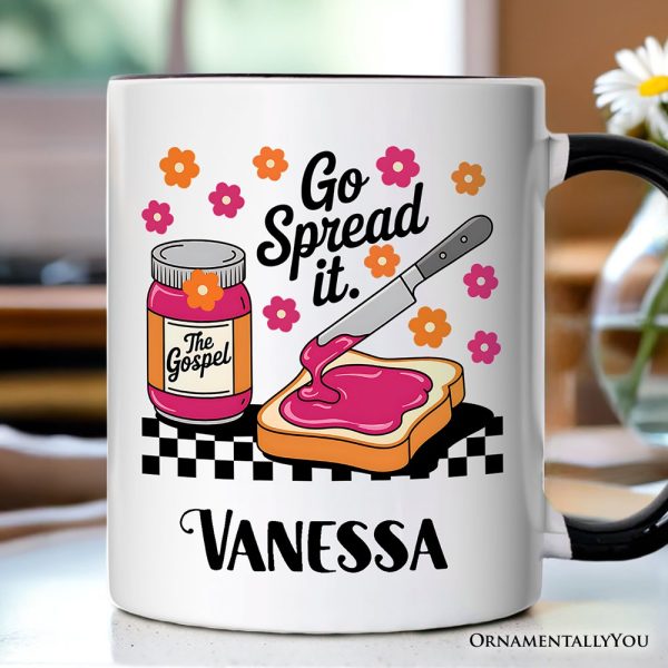 Go Spread It Christian Personalized Mug, Cute Gospel Jam and Toast Gift with Custom Name Go Spread It Christian Personalized Mug, Cute Gospel Jam and Toast Gift with Custom Name