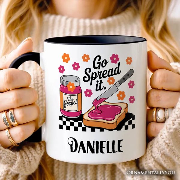 Go Spread It Christian Personalized Mug, Cute Gospel Jam and Toast Gift with Custom Name Go Spread It Christian Personalized Mug, Cute Gospel Jam and Toast Gift with Custom Name
