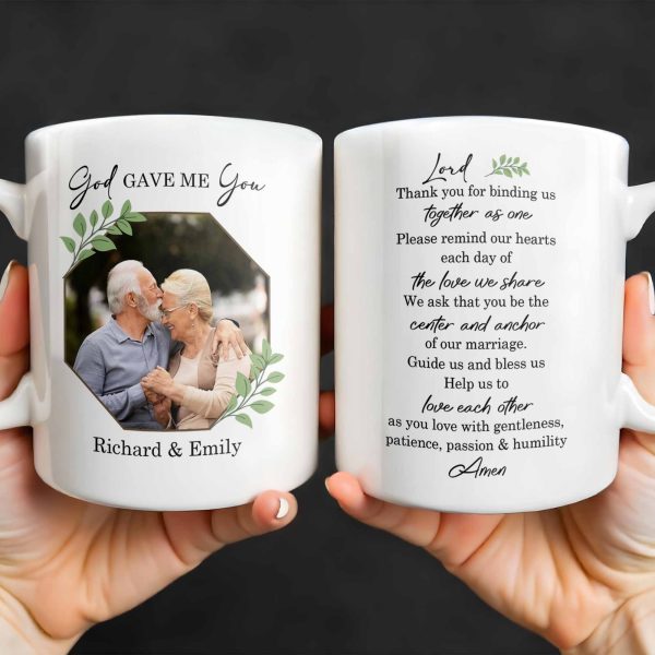 God Gave Me You, Binding Us Together As One, With Green Leaves - Personalized Custom Coffee Mug - HSB040_MG God Gave Me You, Binding Us Together As One, With Green Leaves - Personalized Custom Coffee Mug - HSB040_MG