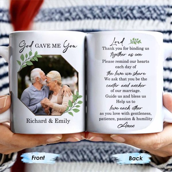 God Gave Me You, Binding Us Together As One, With Green Leaves - Personalized Custom Coffee Mug - HSB040_MG God Gave Me You, Binding Us Together As One, With Green Leaves - Personalized Custom Coffee Mug - HSB040_MG