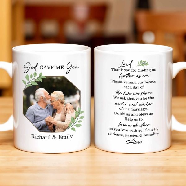 God Gave Me You, Binding Us Together As One, With Green Leaves - Personalized Custom Coffee Mug - HSB040_MG God Gave Me You, Binding Us Together As One, With Green Leaves - Personalized Custom Coffee Mug - HSB040_MG