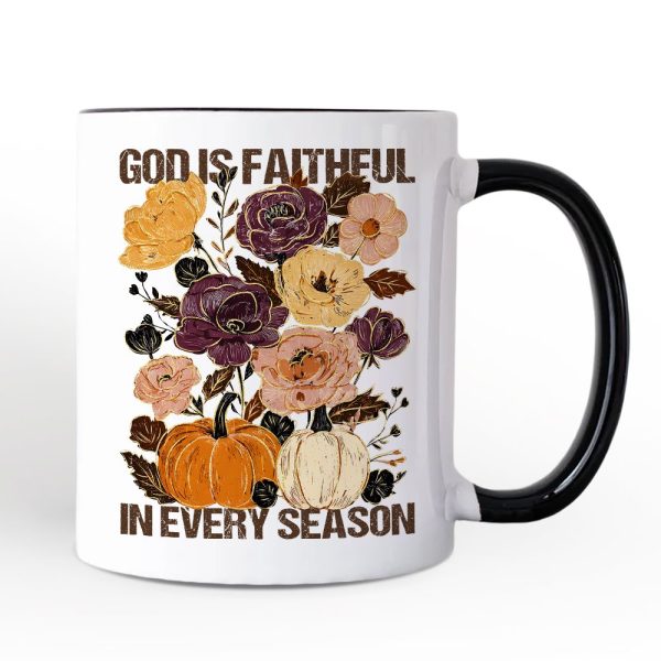 God Is Faithful in Every Season Floral Personalized Mug, Christian Fall Gift with Custom Name God Is Faithful in Every Season Floral Personalized Mug, Christian Fall Gift with Custom Name
